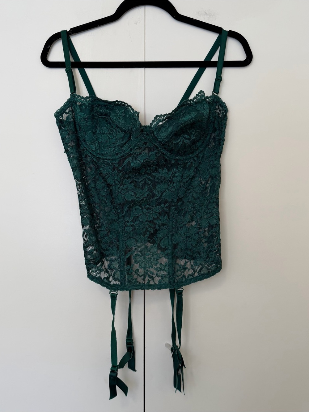 Vintage 2000s Y2K Green Lace Empire Intimates Corset Top